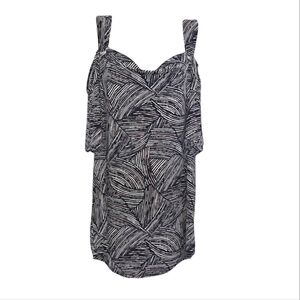 Expresso Swirl Print Top Cold Shoulder  Size 2X